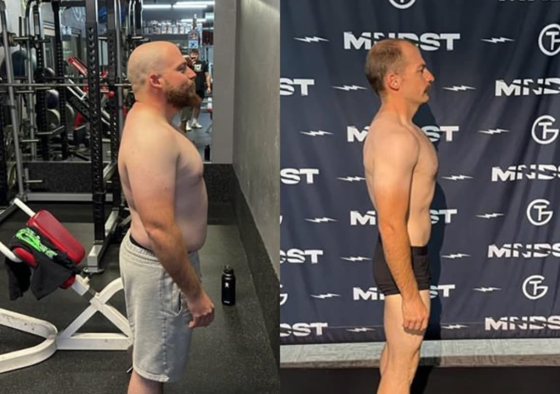 Bill before and after losing 71 lbs with Tristan Castillo Fitness