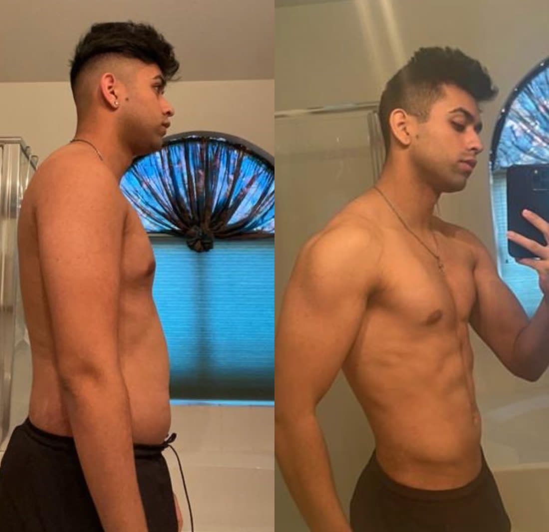 Issac before and after losing 20 lbs with Tristan Castillo Fitness
